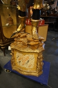Pair of Venetian floorlamps in wood, Italy mid 20th C