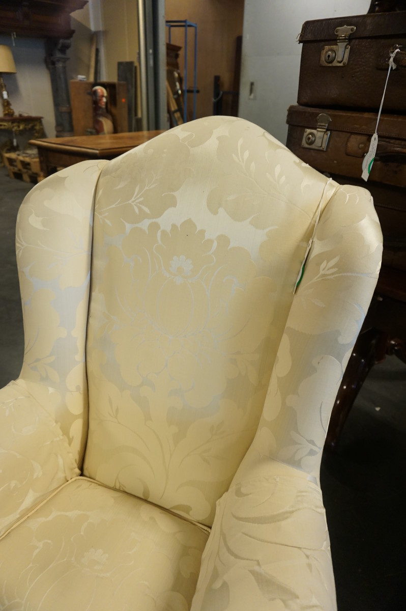 Queen Ann style wingback armchair