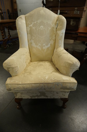 Queen Ann style wingback armchair