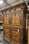 Renaissance style Cabinet in oak and ebony 19th century