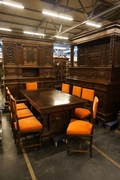 Renaissance style diningroom set in walnut, Italy around 1900