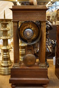 Rosewood portico clock with marquetry Early 19th C.