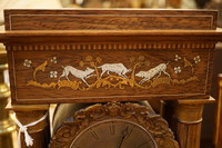 Rosewood portico clock with marquetry Early 19th C.