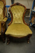 Set of 2 English walnut Victorian chairs 19th Century