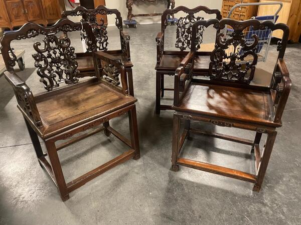 Set of 4 Chinese armchairs