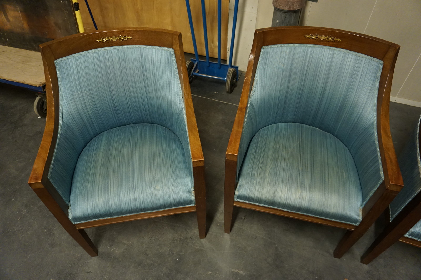 Set of 4 mahogany Empire style armchairs
