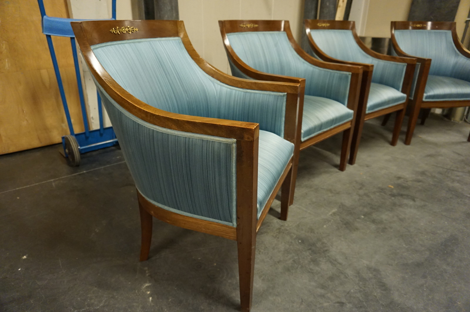 Set of 4 mahogany Empire style armchairs