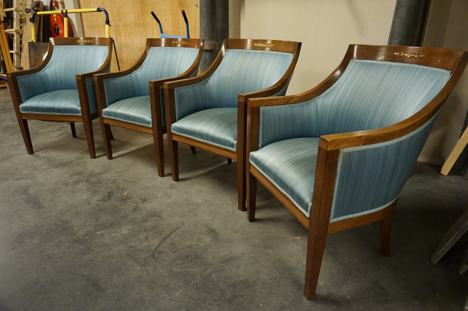 Set of 4 mahogany Empire style armchairs