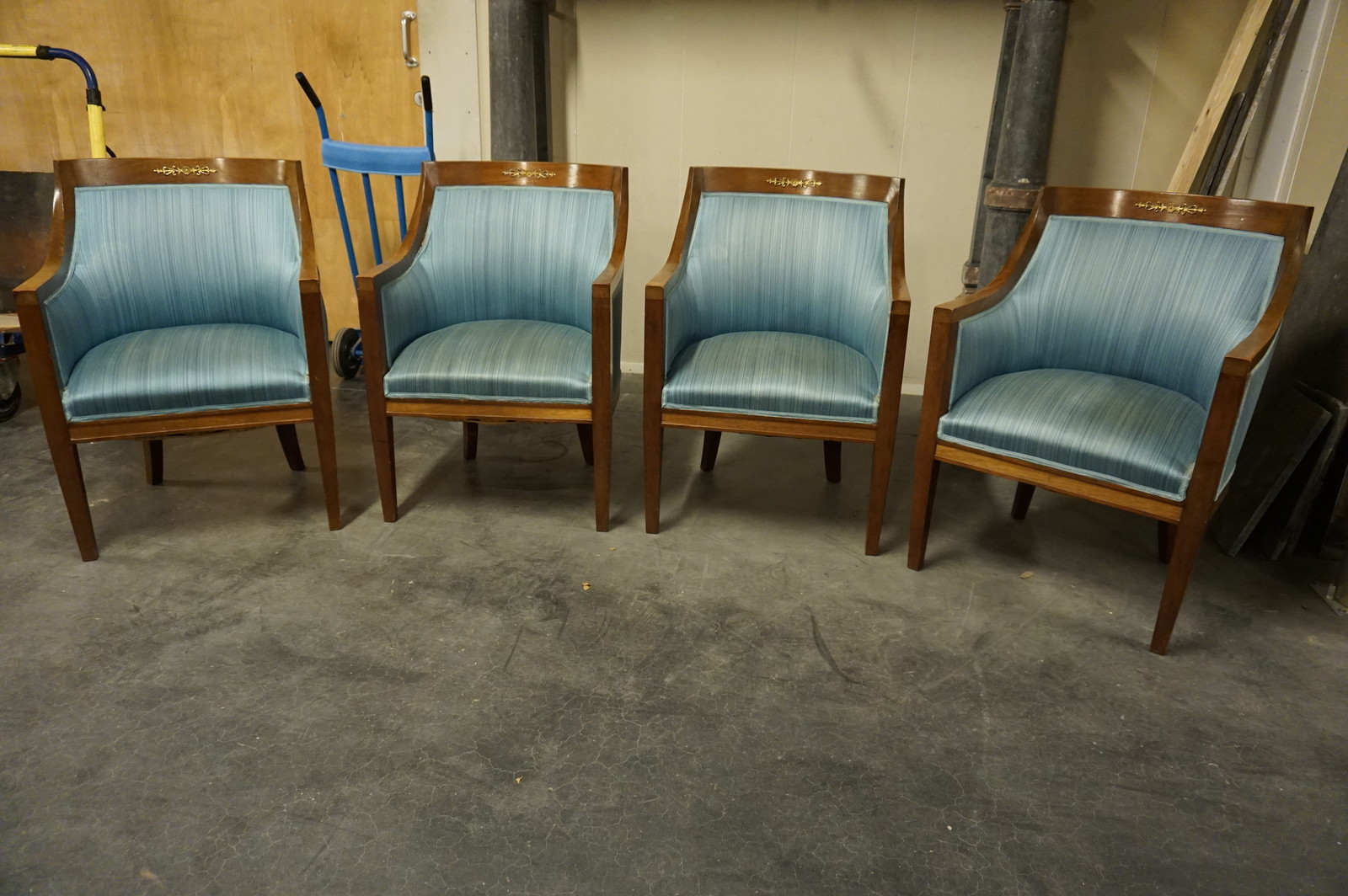 Set of 4 mahogany Empire style armchairs