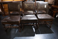 Set of 6 English chairs with leather Around 1700