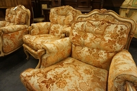Set of armchairs in wood & fabric, Italy mid 20th C.