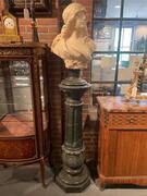 Signed marble bust on column around 1900, total height 178 cm