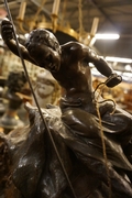 Signed statue by Amorgasti in bronze, Italy 19th century