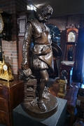 Signed statue by Barrias in bronze , France around 1900