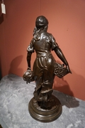 Signed statue by Henry Plé in bronze, France 19th century