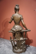 Signed statue by La Porte in bronze, France 19th century