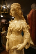 Signed statue by Levasseur in alabaster, France 19th century