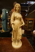 Signed statue by Levasseur in alabaster, France 19th century