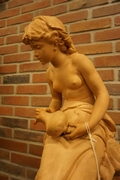 Signed statue by Math. Moreau in terra cotta 19th century