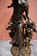 Signed statue by Moreau in bronze, France 19th century