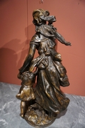 Signed statue by Moreau in bronze, France 19th century
