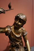 Signed statue by Moreau in bronze, France 19th century