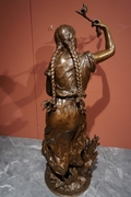 Signed statue by Moreau in bronze, France 19th century