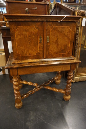 Small antique walnut chest on stand