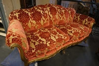 Sofa set in wood & fabric, Italy mid 20th C.