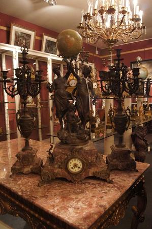 Spelter marble clockset, 19th C