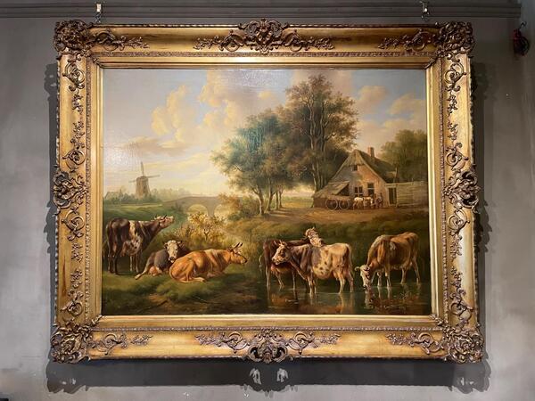 Stunning painting by Albertus Verhoesen, dated 1848. 150w x120h cm (including frame) 