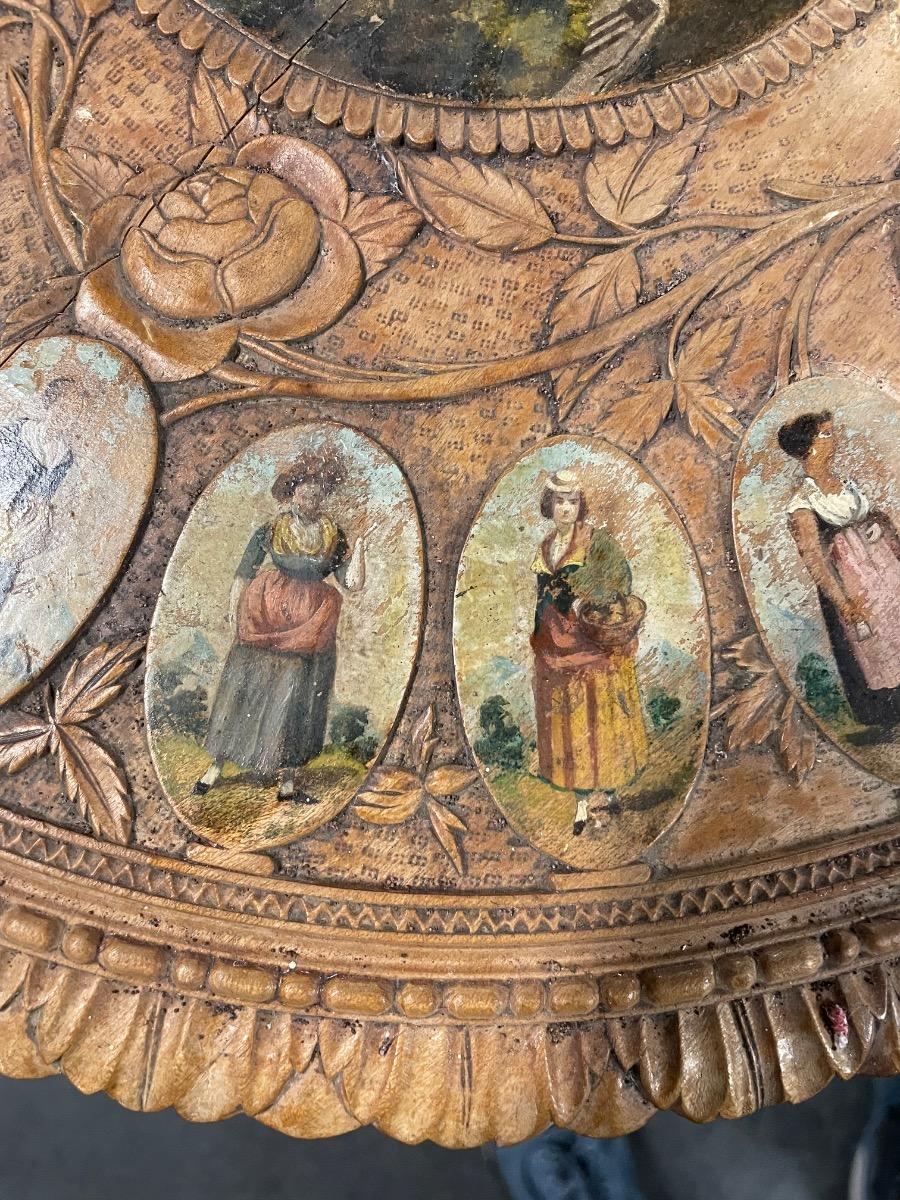 Swiss painted occasional table. 72h x 47 cm in diameter 