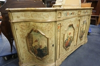 Venetian style painted sideboard in wood, Italy 2nd half 20th C.