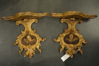 Wall consoles in wood, Italy 18th century