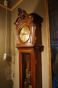 Walnut carved 3 weight floorclock 19th Century