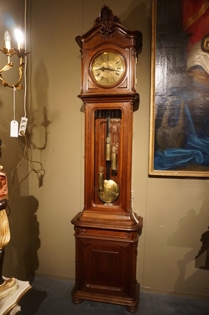 Walnut carved 3 weight floorclock