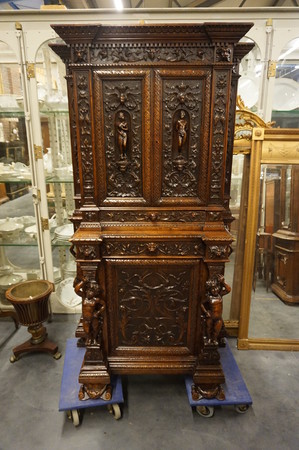 Walnut carved cabinet