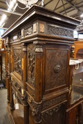 Walnut carved credenz with marble 19th Century