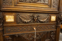 Walnut carved credenz with marble 19th Century