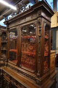 Walnut carved Italian vitrine 19th Century