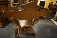 Walnut carved Savonarola armchair 19th Century