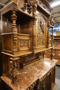 Walnut Henry II buffet with jesters 19th Century