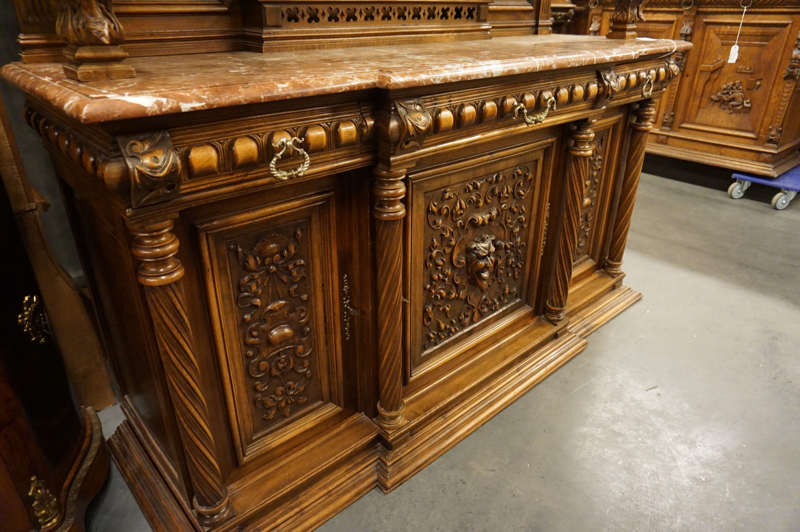 Walnut Henry II buffet with jesters