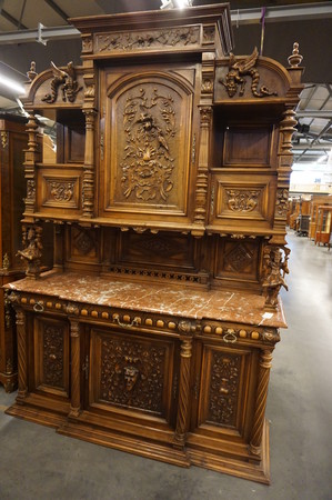 Walnut Henry II buffet with jesters